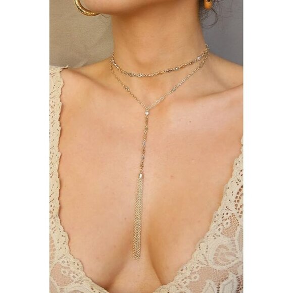 Ettika Starlight Dreamer Choker and Lariat Choker Necklace Set 18K Gold Plated - Picture 1 of 4